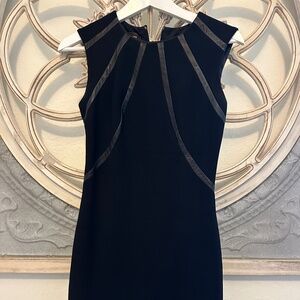Black dress with leather accent